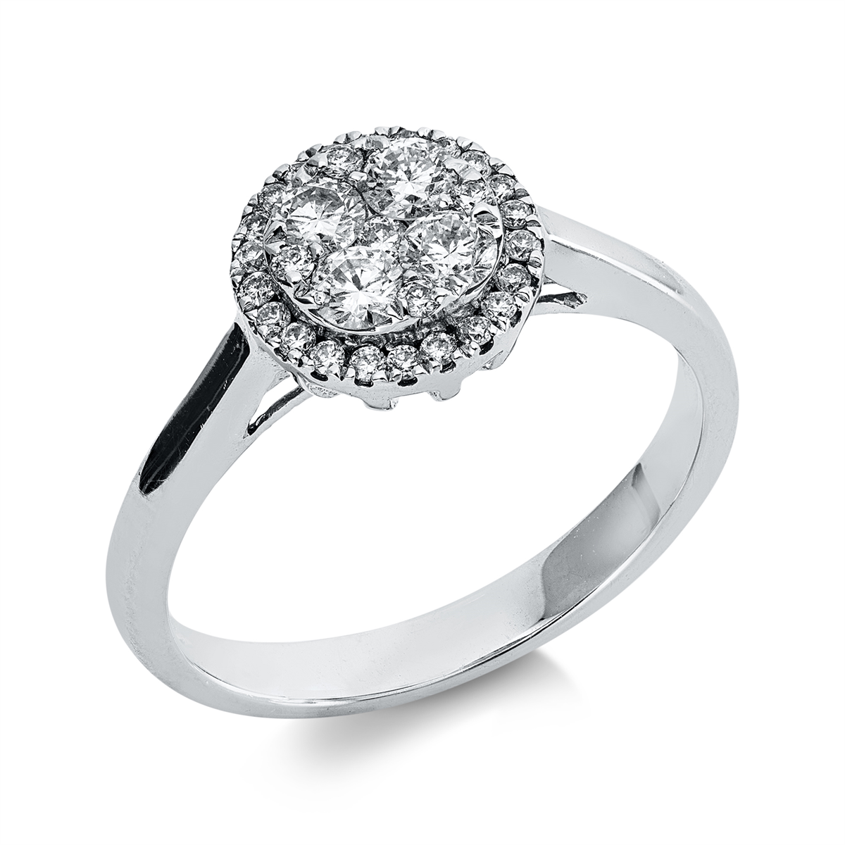 diamond full cut illusion classic ring in white gold