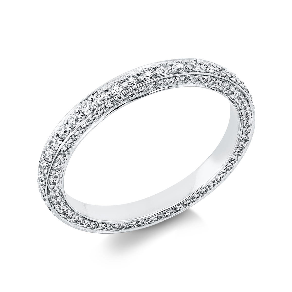 diamond full cut modern woman ring in white gold
