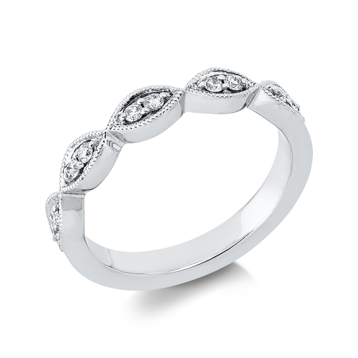 diamond full cut modern woman ring in white gold