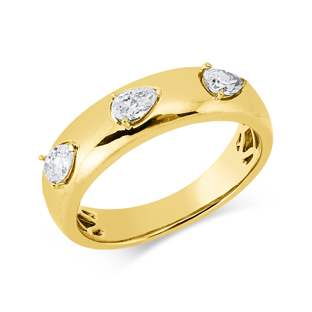 pear shape modern woman ring in yellow gold