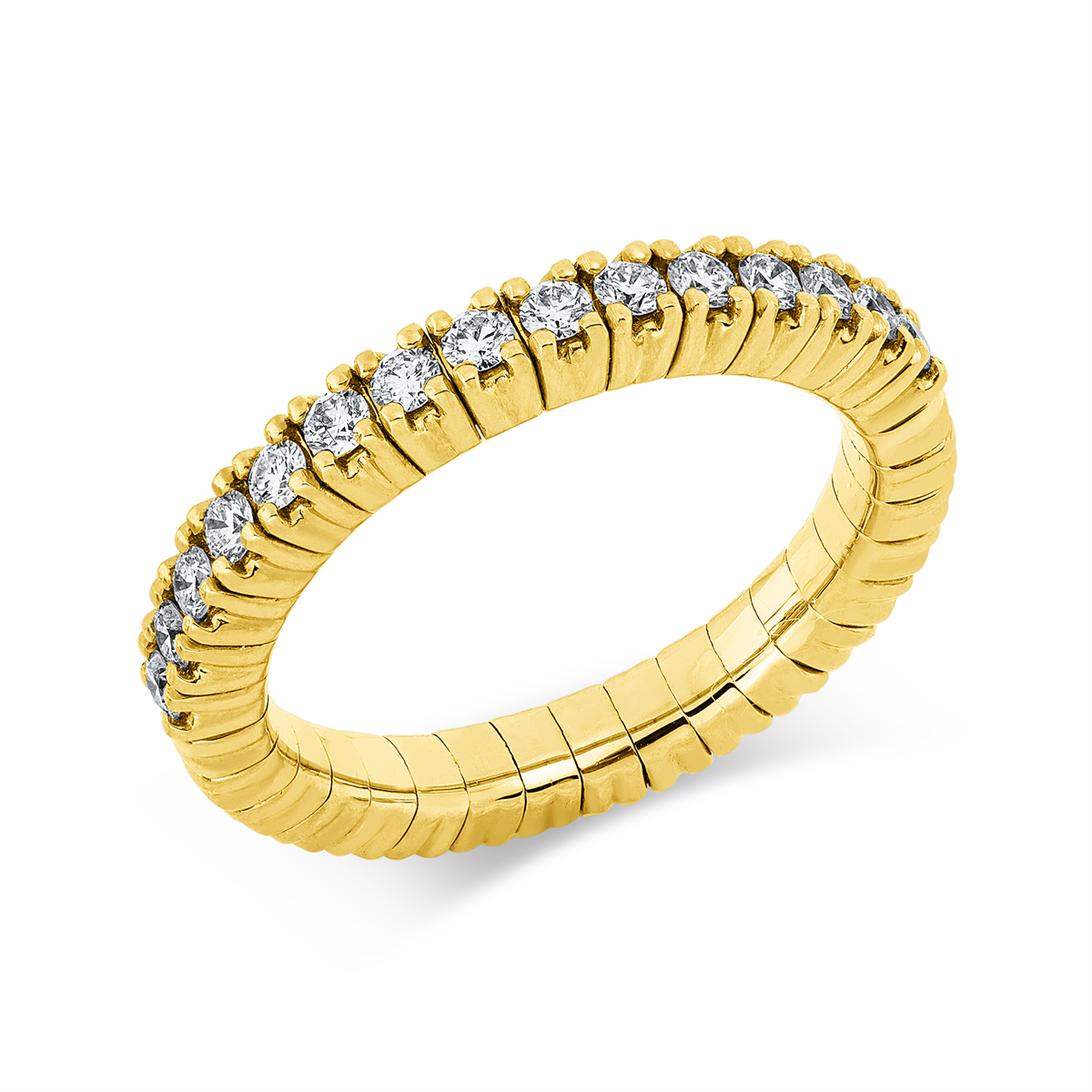 diamond full cut flex ring in yellow gold