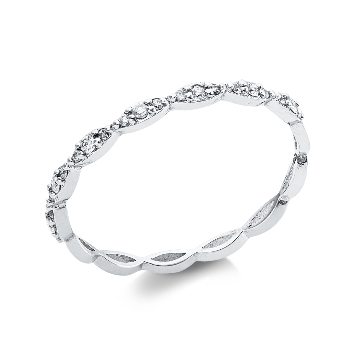 diamond full cut modern woman ring in white gold