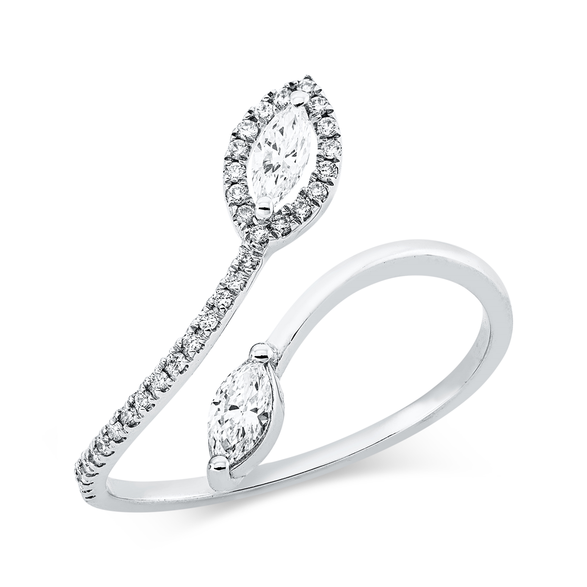 marquise modern woman ring in white gold