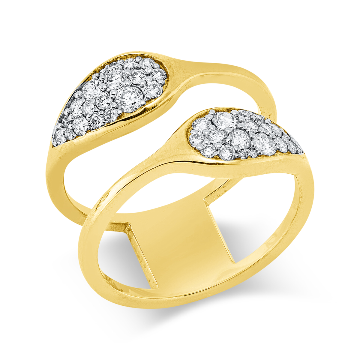 diamond full cut modern woman ring in yellow gold