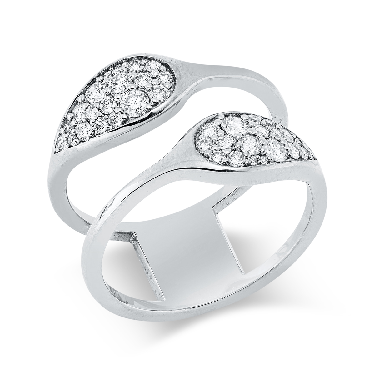 pear shape modern woman ring in white gold
