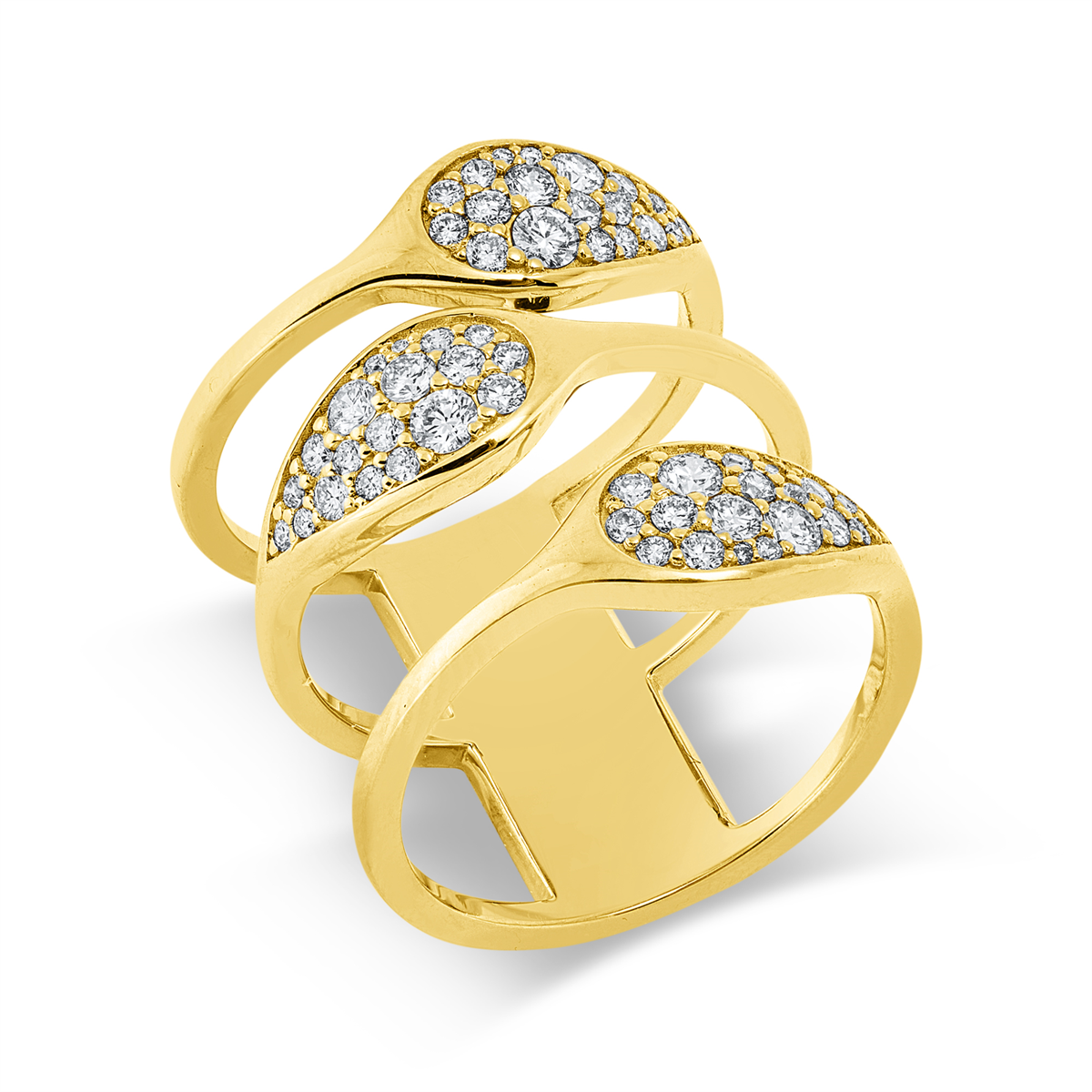 diamond full cut modern woman ring in yellow gold