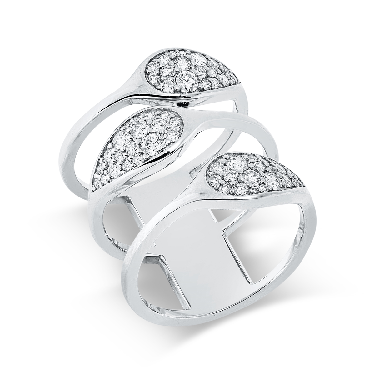 diamond full cut modern woman ring in white gold