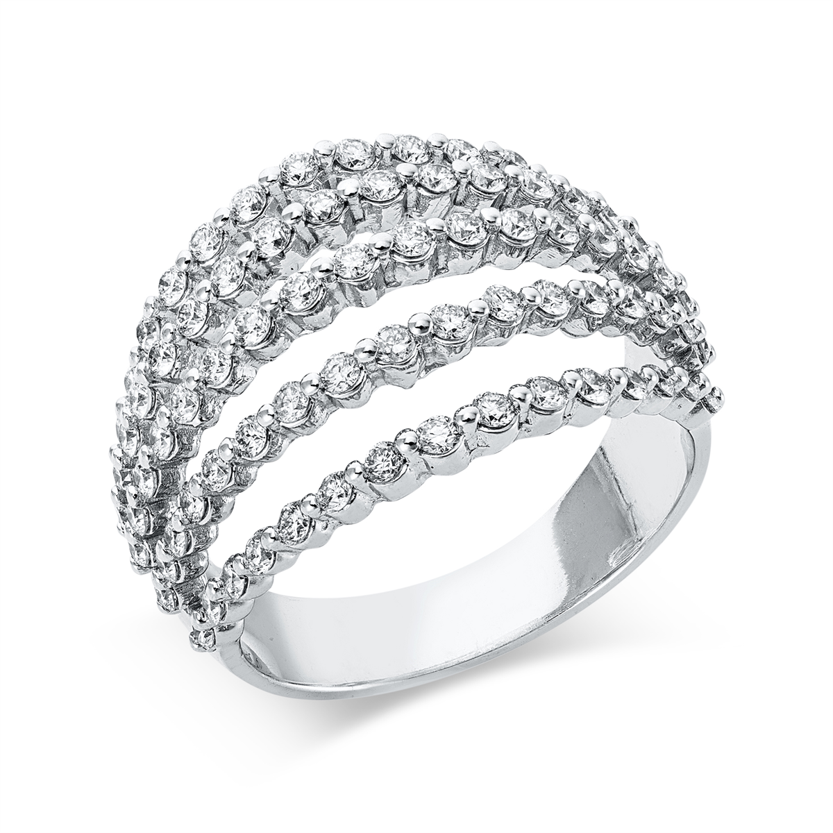 diamond full cut modern woman ring in white gold