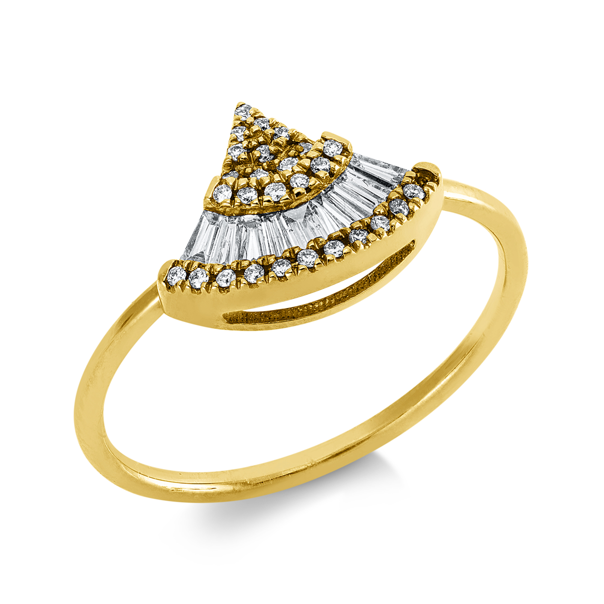 taper baguette ring in yellow gold