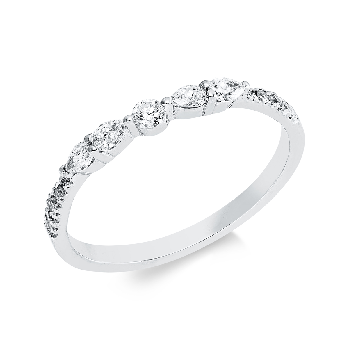 pear shape modern woman ring in white gold
