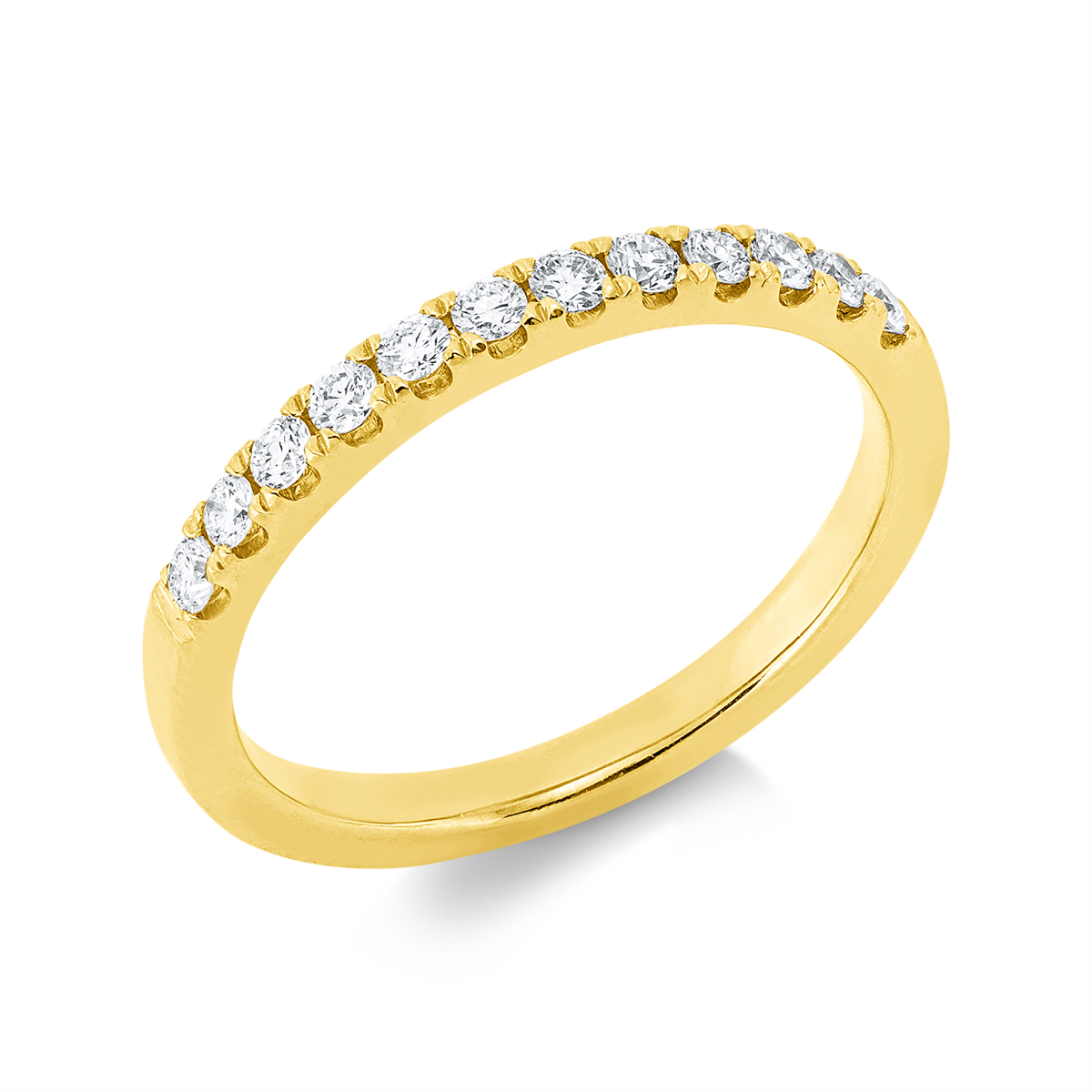 diamond full cut eternity half ring in yellow gold