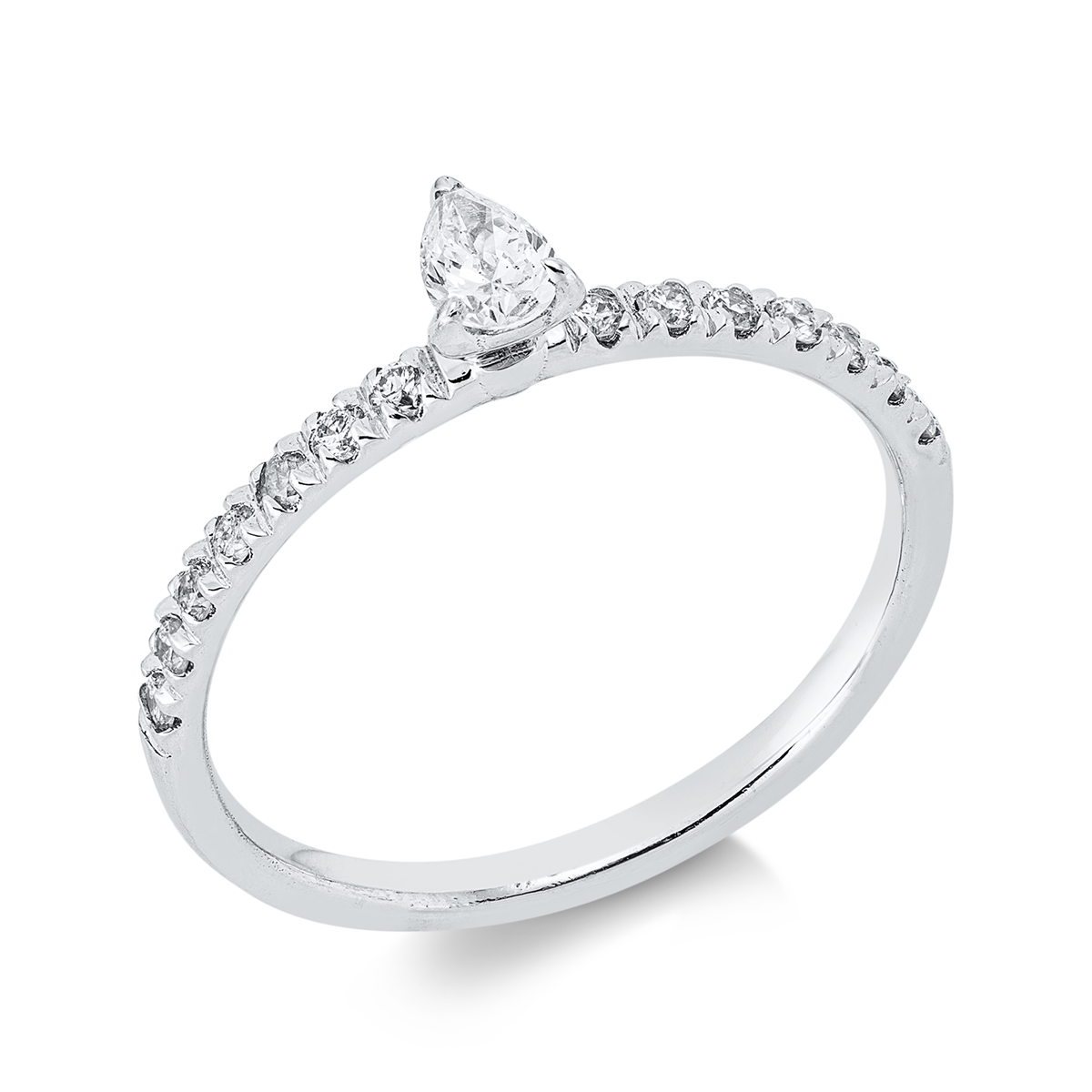 diamond full cut solitaire with accent stones ring in white gold