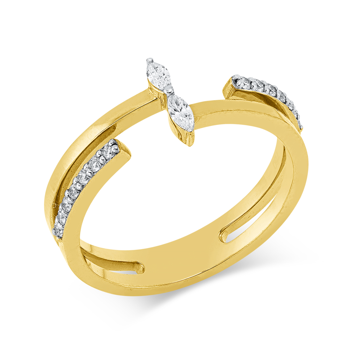 diamond full cut modern woman ring in yellow gold / white gold