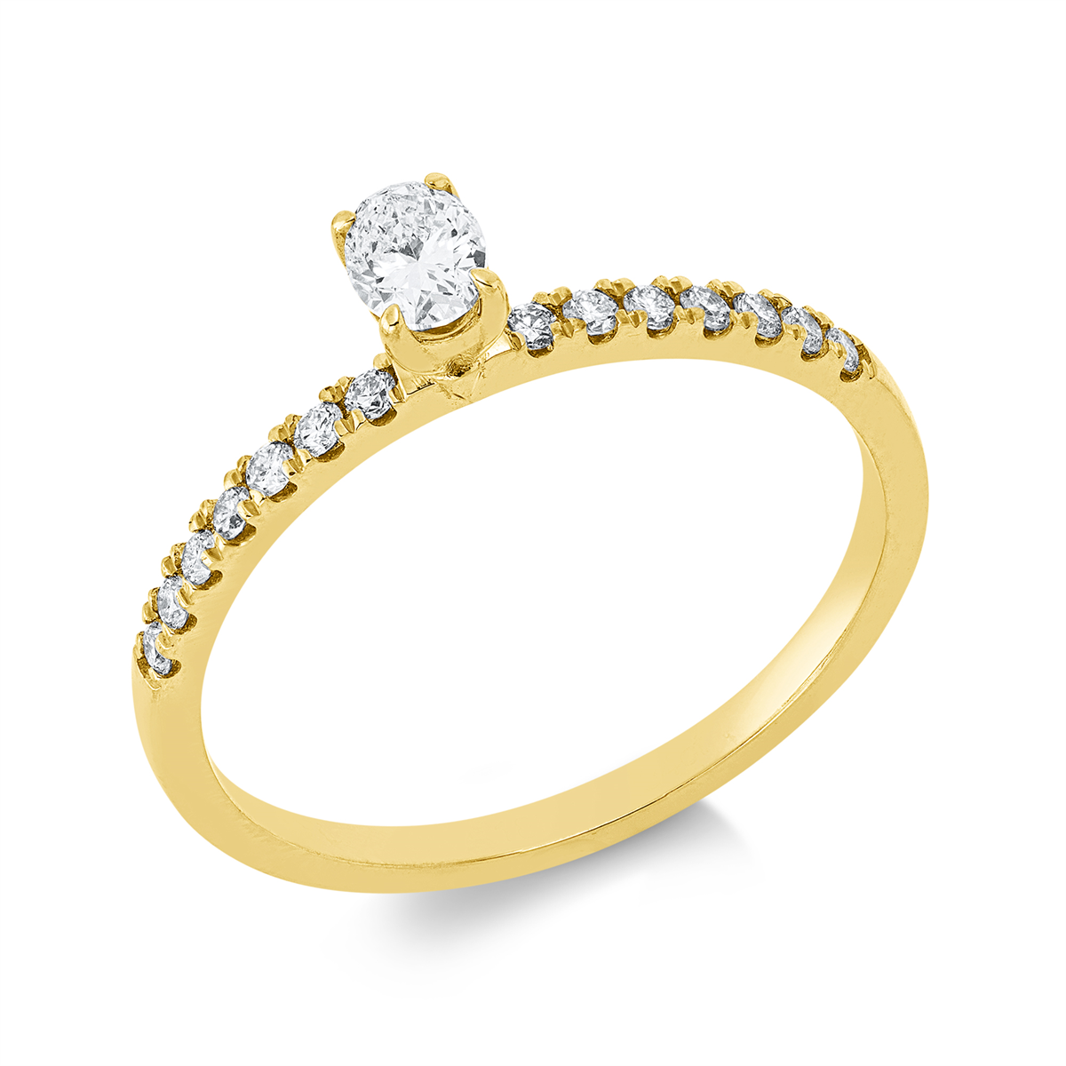 diamond full cut solitaire with accent stones ring in yellow gold