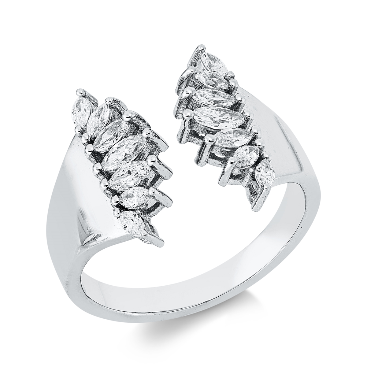 marquise multi-stone ring in white gold