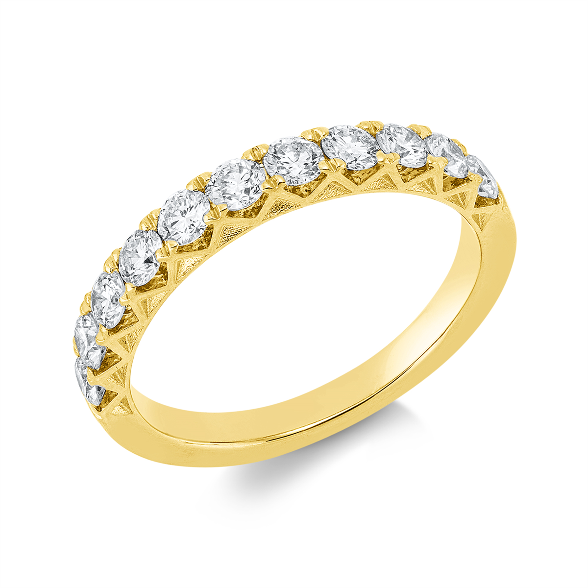 diamond full cut eternity half ring in yellow gold