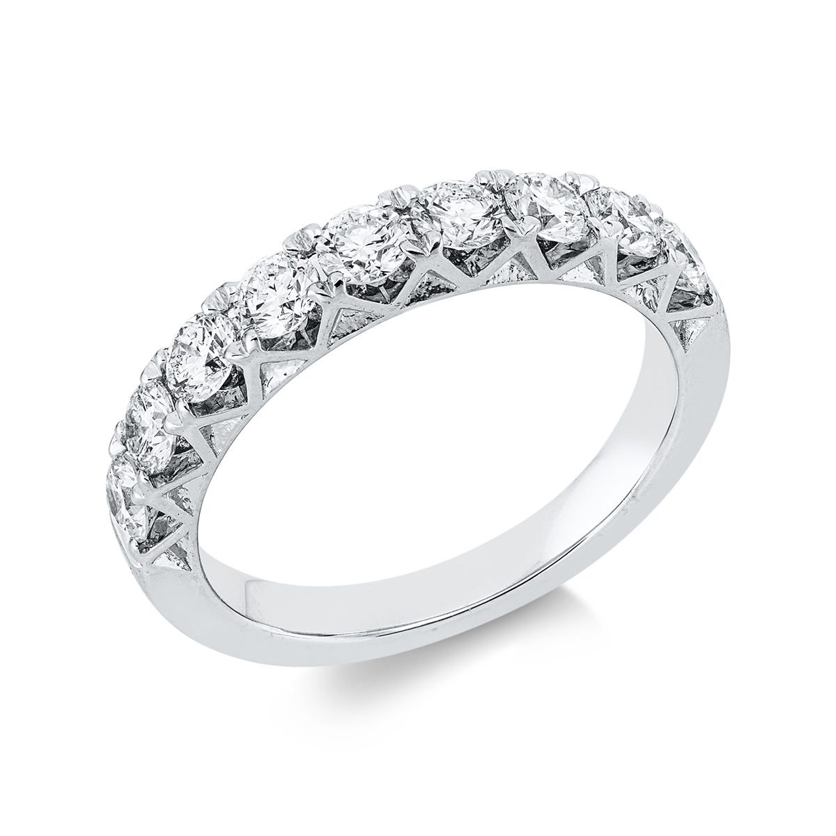 diamond full cut eternity half ring in white gold