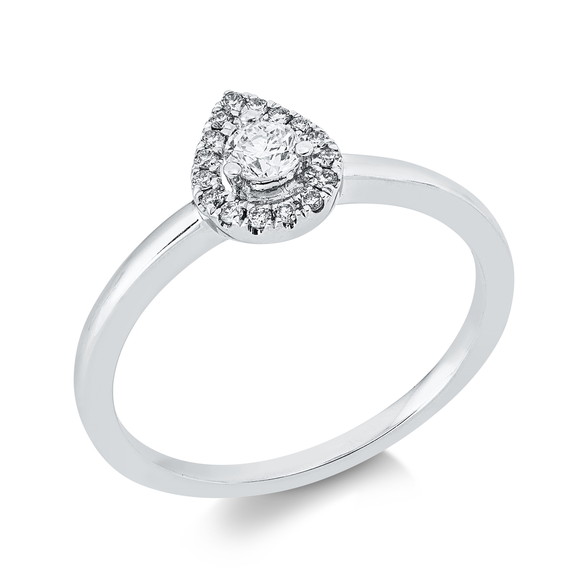 diamond full cut solitaire with accent stones ring in white gold