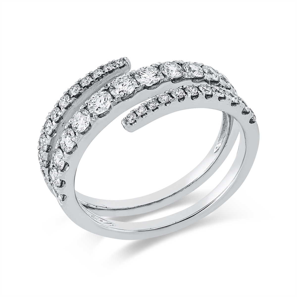 diamond full cut modern woman ring in white gold