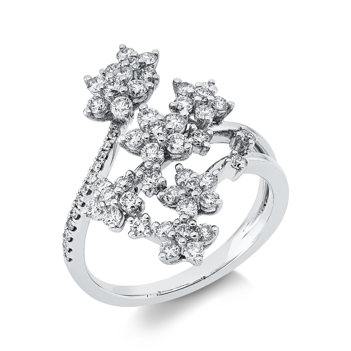 diamond full cut modern woman ring in white gold