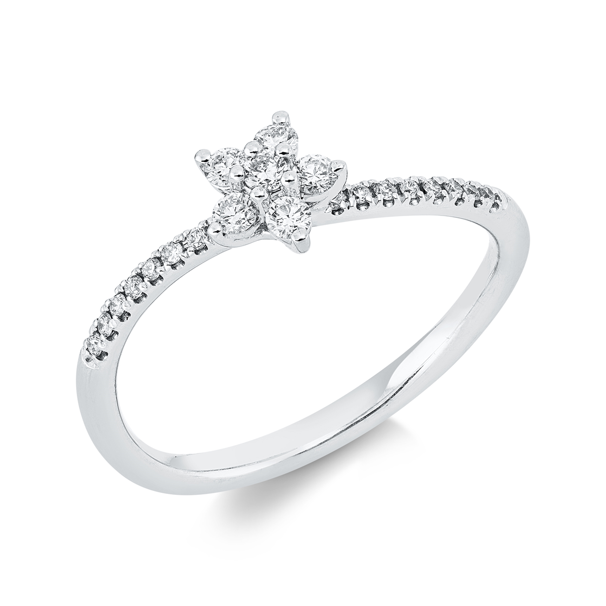 diamond full cut modern woman ring in white gold
