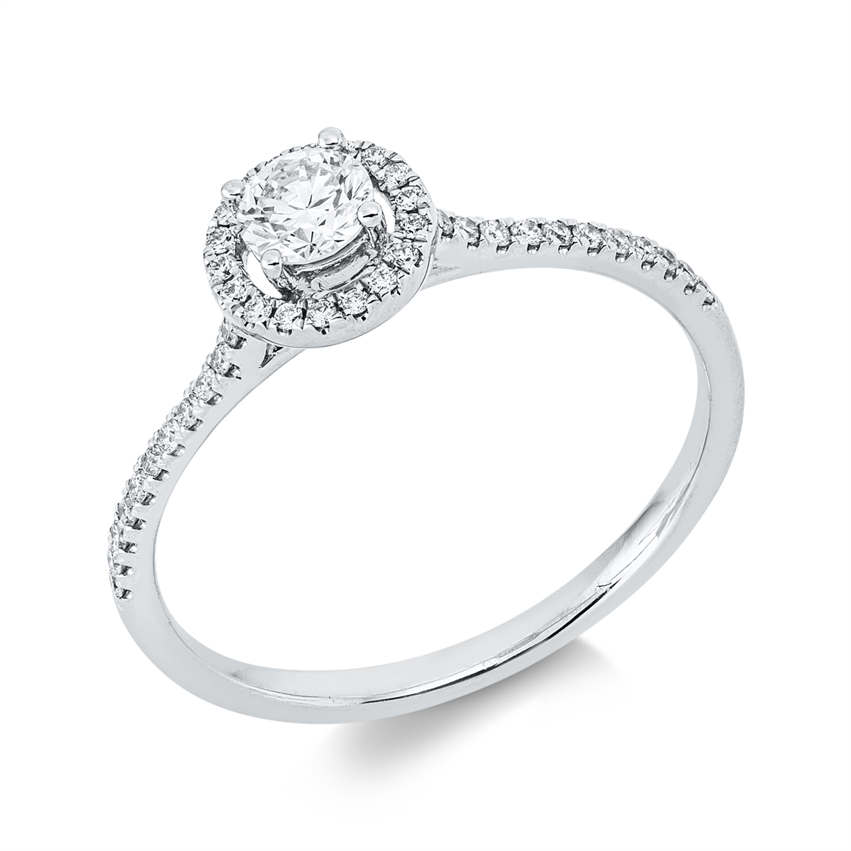 diamond full cut illusion classic ring in white gold