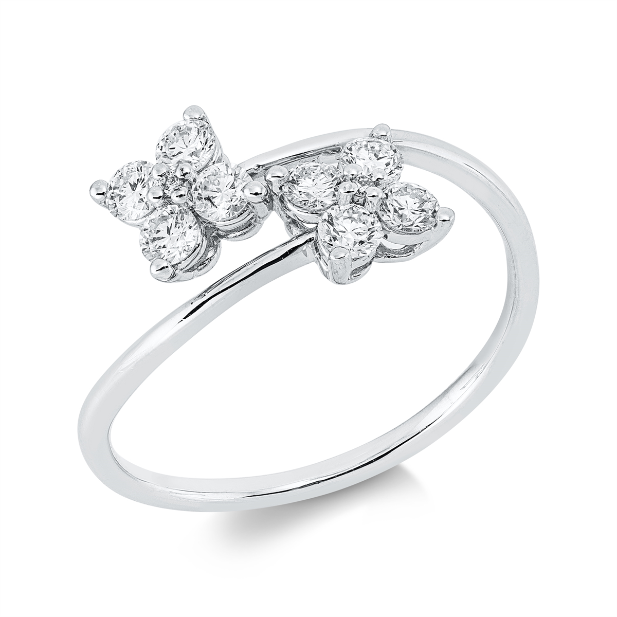 diamond full cut modern woman ring in white gold