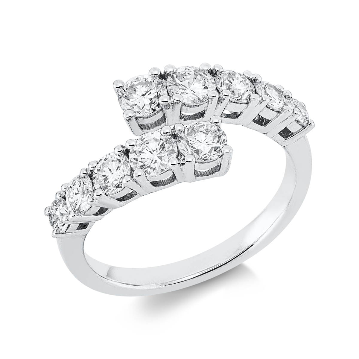 diamond full cut multi-stone ring in white gold