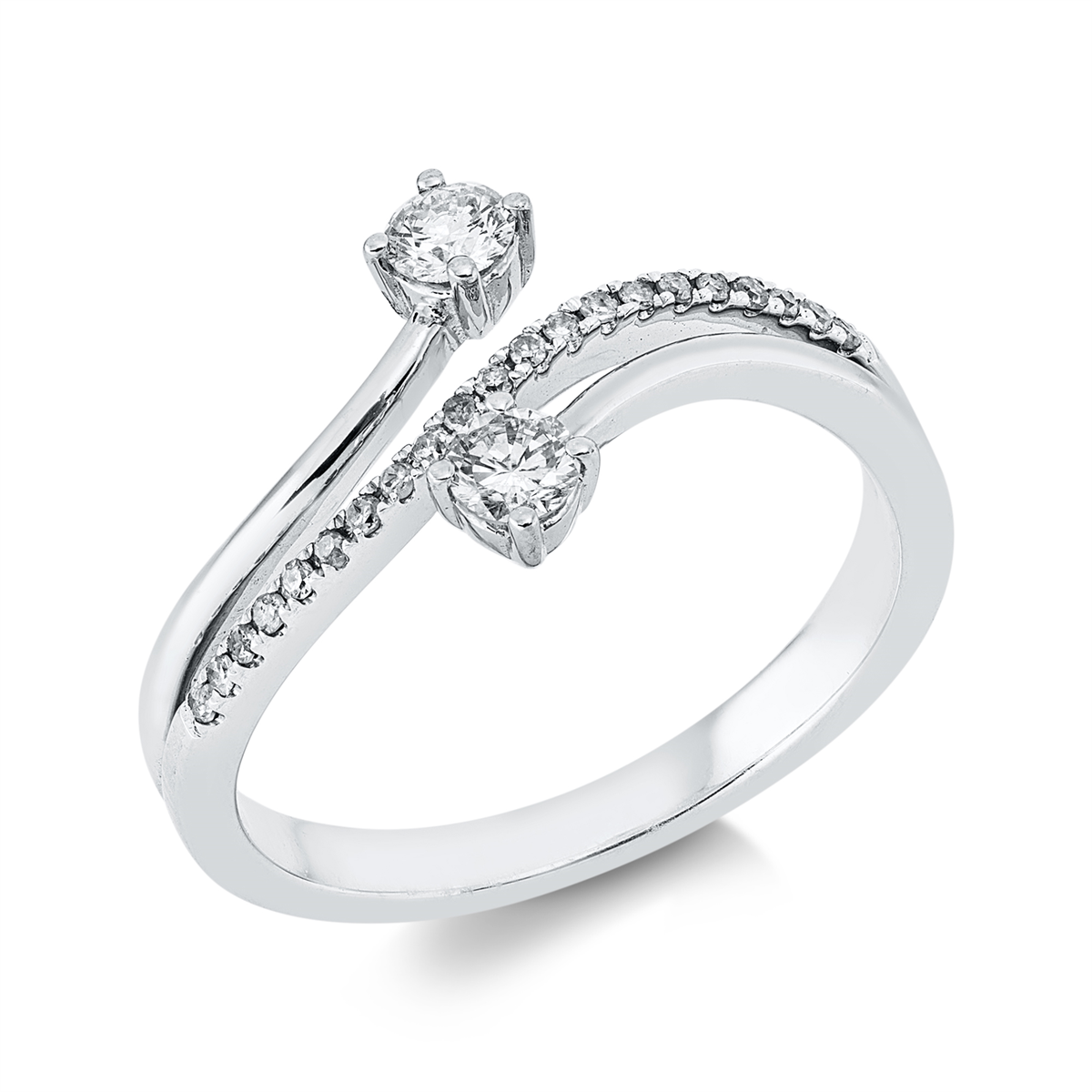 diamond single cut modern woman ring in white gold