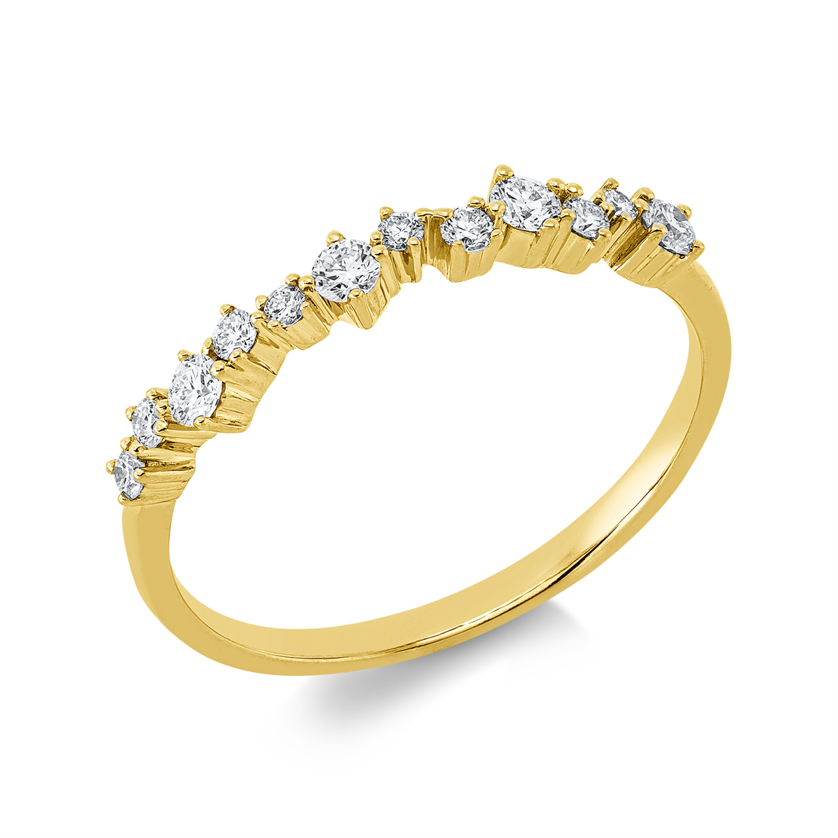 diamond full cut modern woman ring in yellow gold