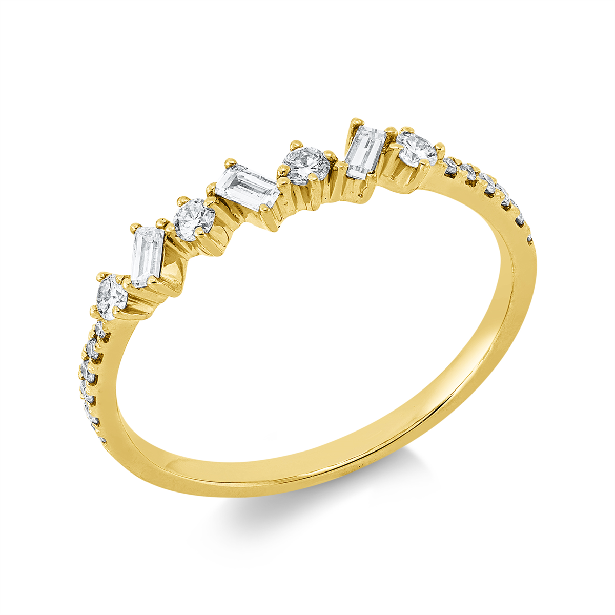 diamond full cut modern woman ring in yellow gold