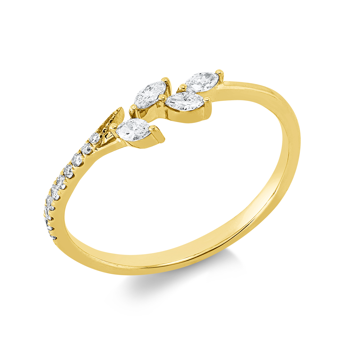 diamond full cut modern woman ring in yellow gold