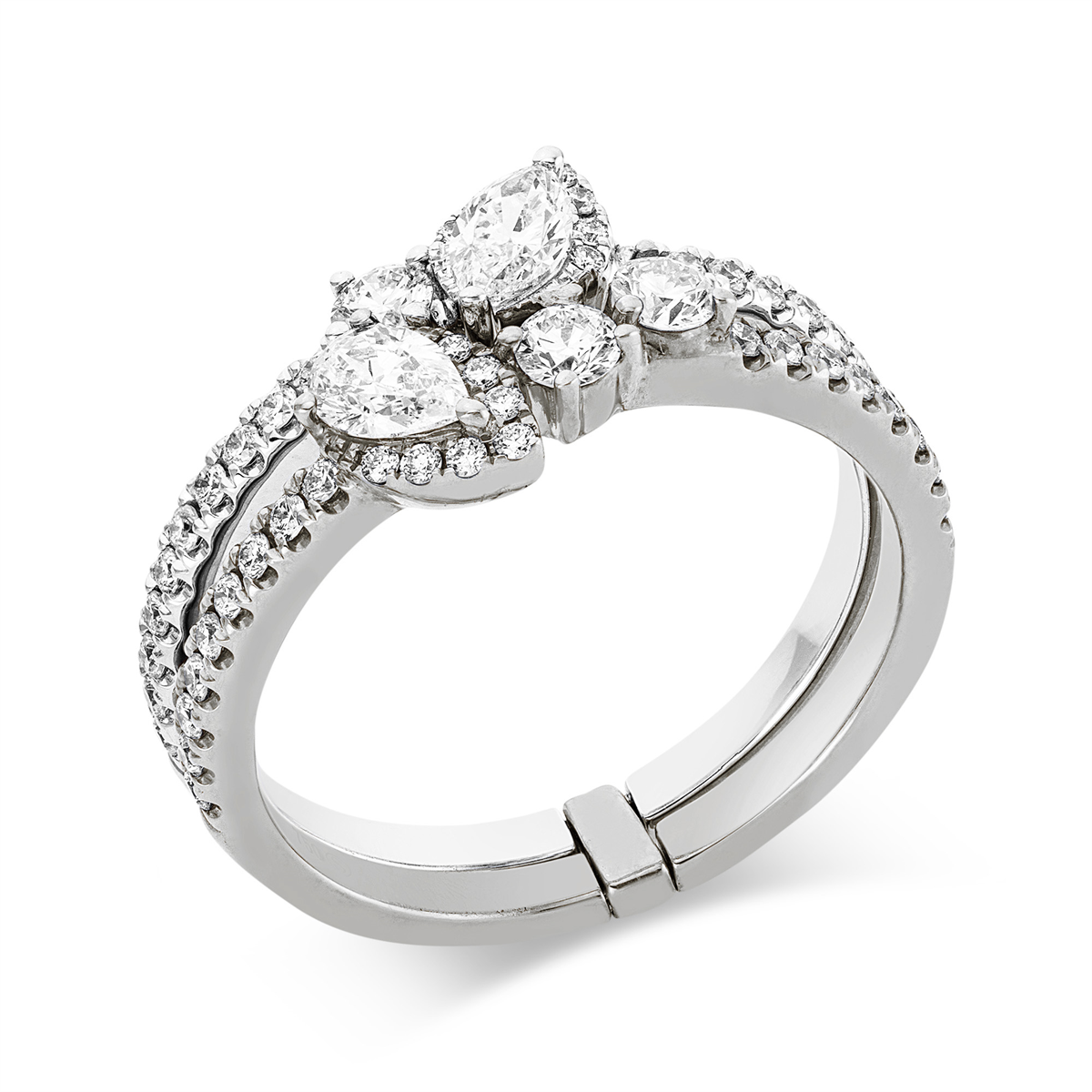 diamond full cut modern woman ring in white gold