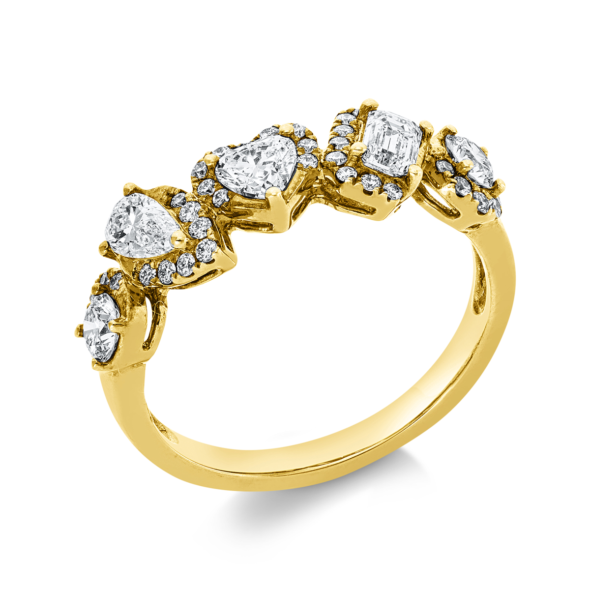 diamond full cut modern woman ring in yellow gold