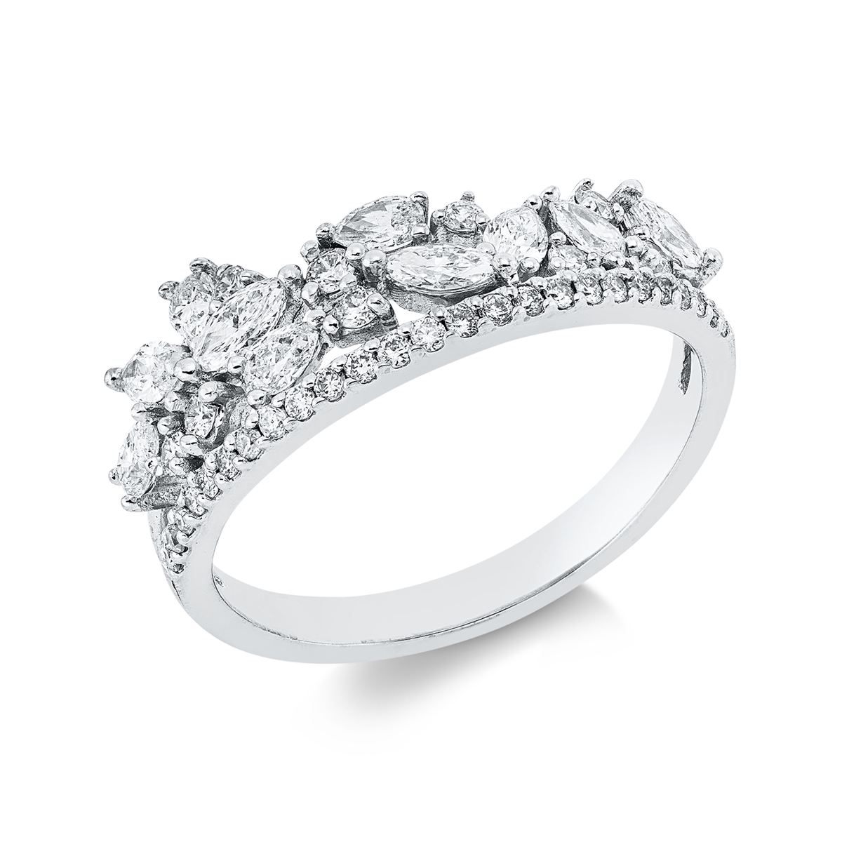 diamond full cut modern woman ring in white gold