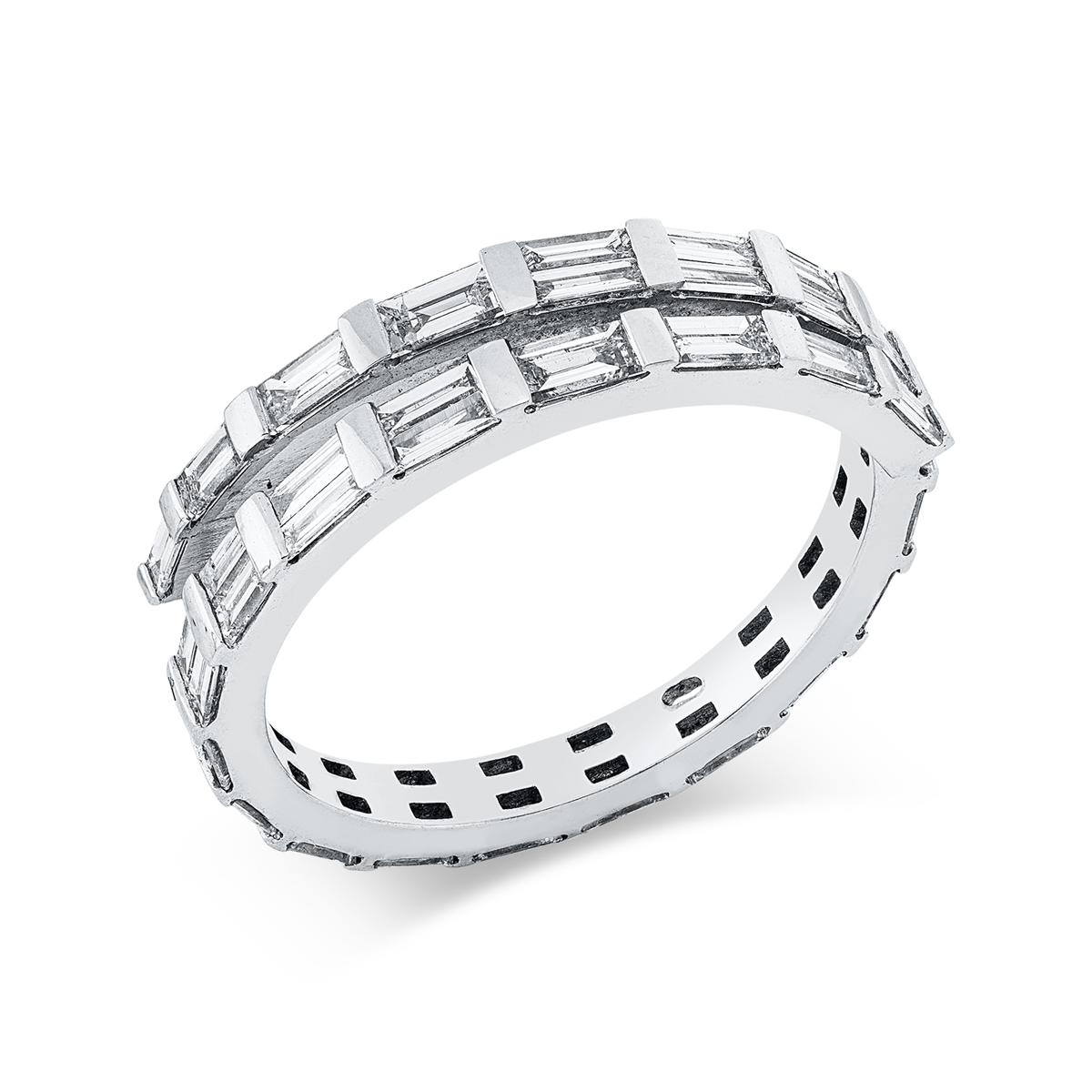 baguette baguette ring in white gold