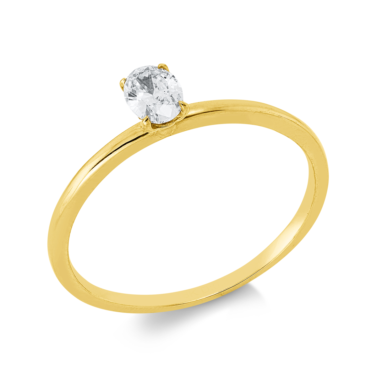oval solitaire ring in yellow gold