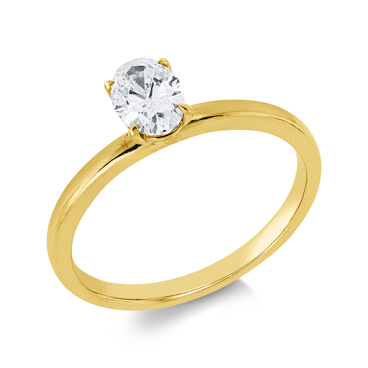 oval solitaire ring in yellow gold