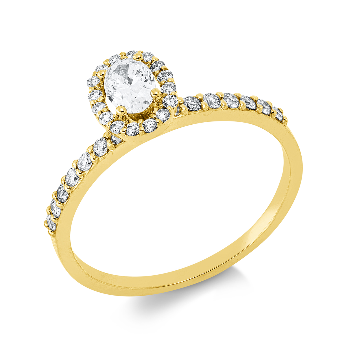 diamond full cut solitaire with accent stones ring in yellow gold
