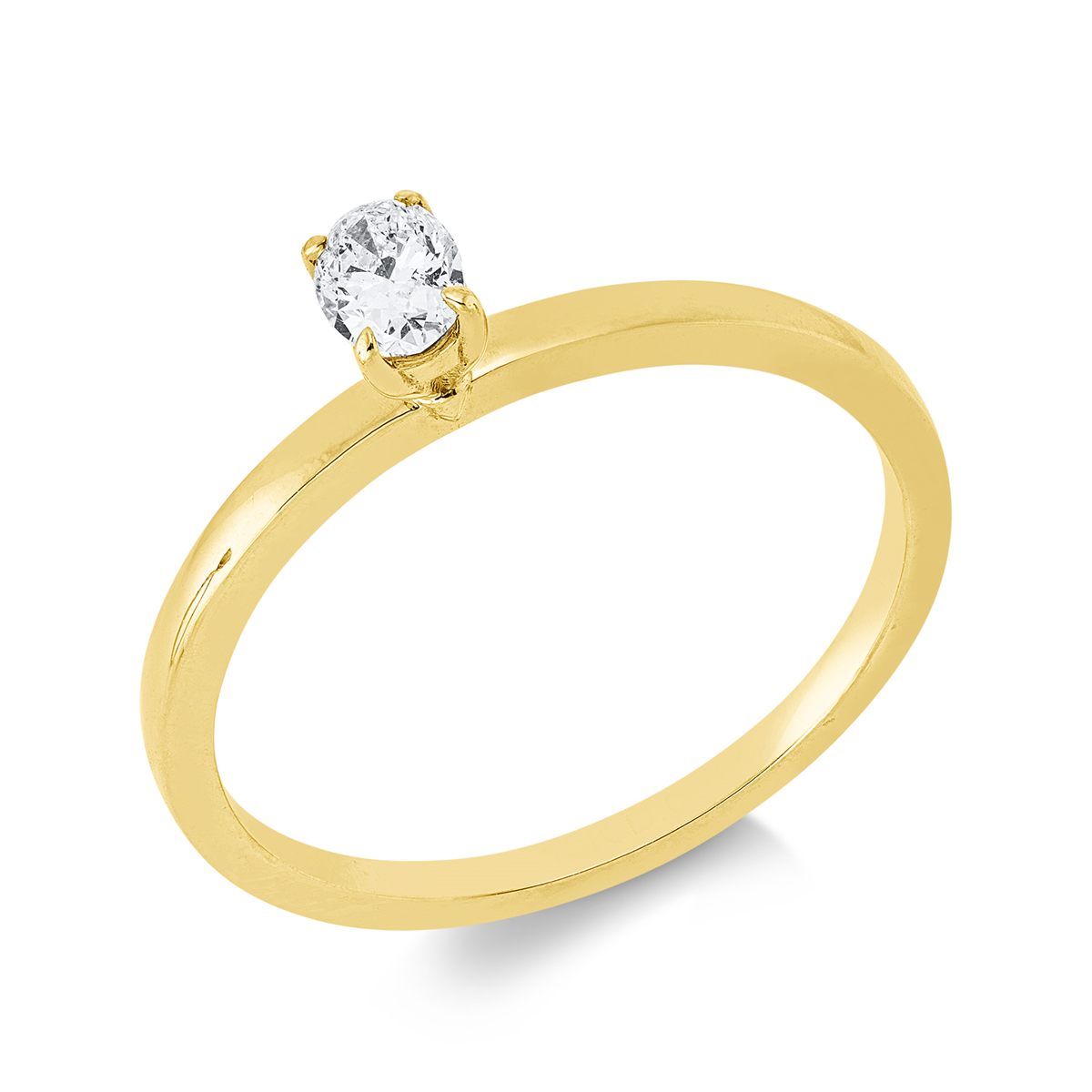oval solitaire ring in yellow gold