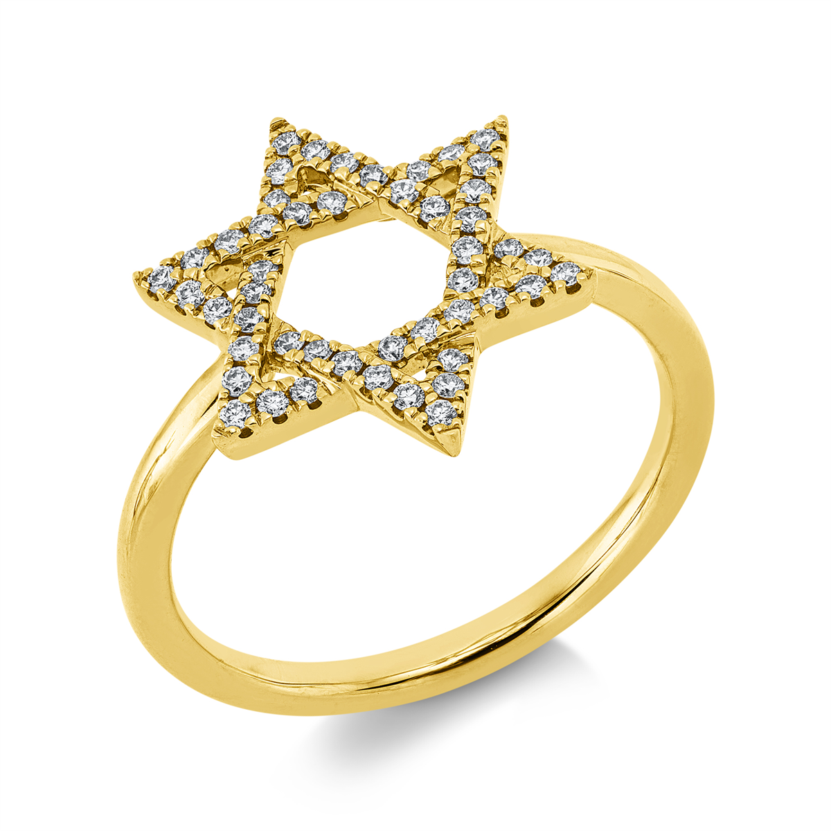 diamond full cut modern woman ring in yellow gold