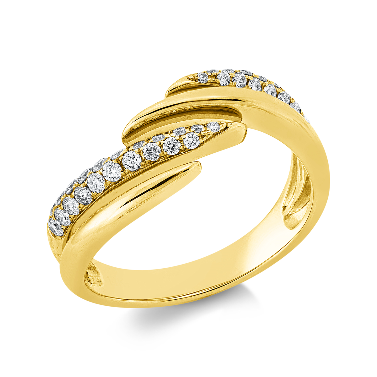 diamond full cut pavé ring in yellow gold
