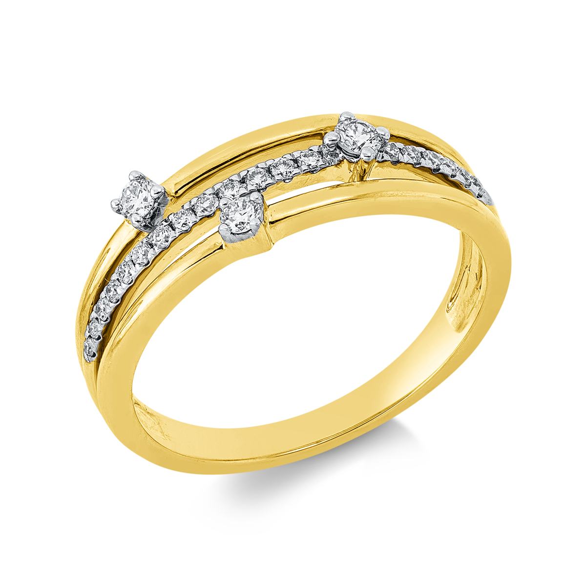diamond full cut modern woman ring in yellow gold / white gold