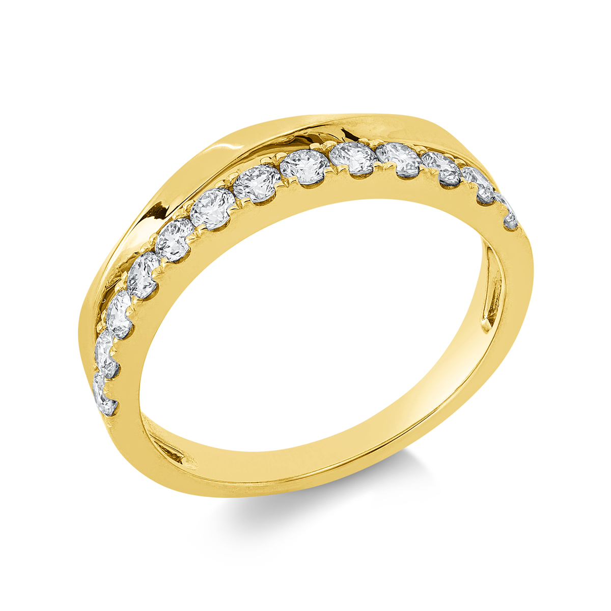diamond full cut modern woman ring in yellow gold