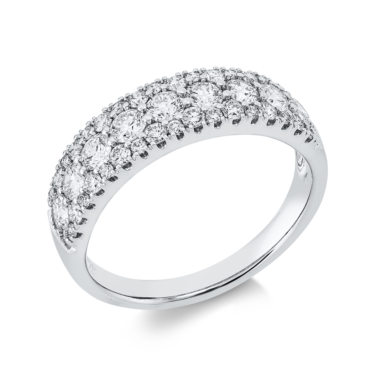 diamond full cut modern woman ring in white gold