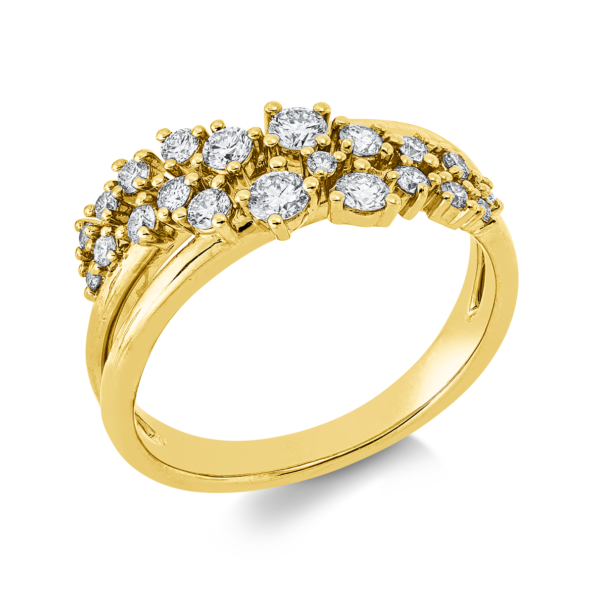 diamond full cut modern woman ring in yellow gold