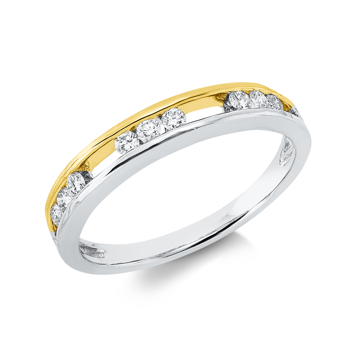 diamond full cut baguette ring in yellow gold / white gold