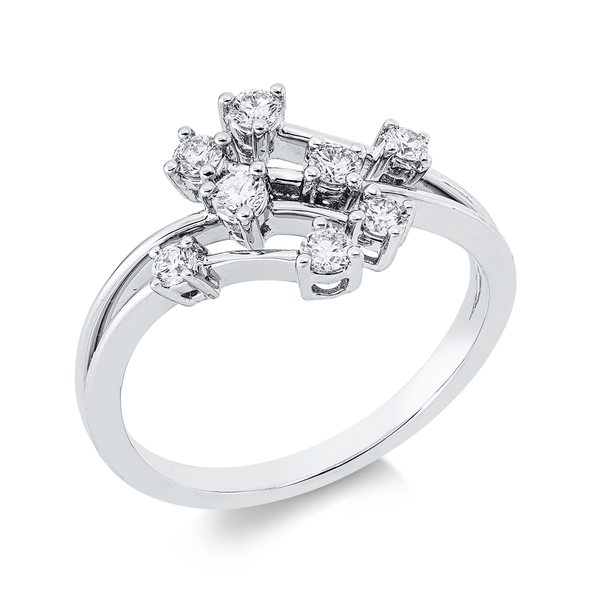 diamond full cut modern woman ring in white gold