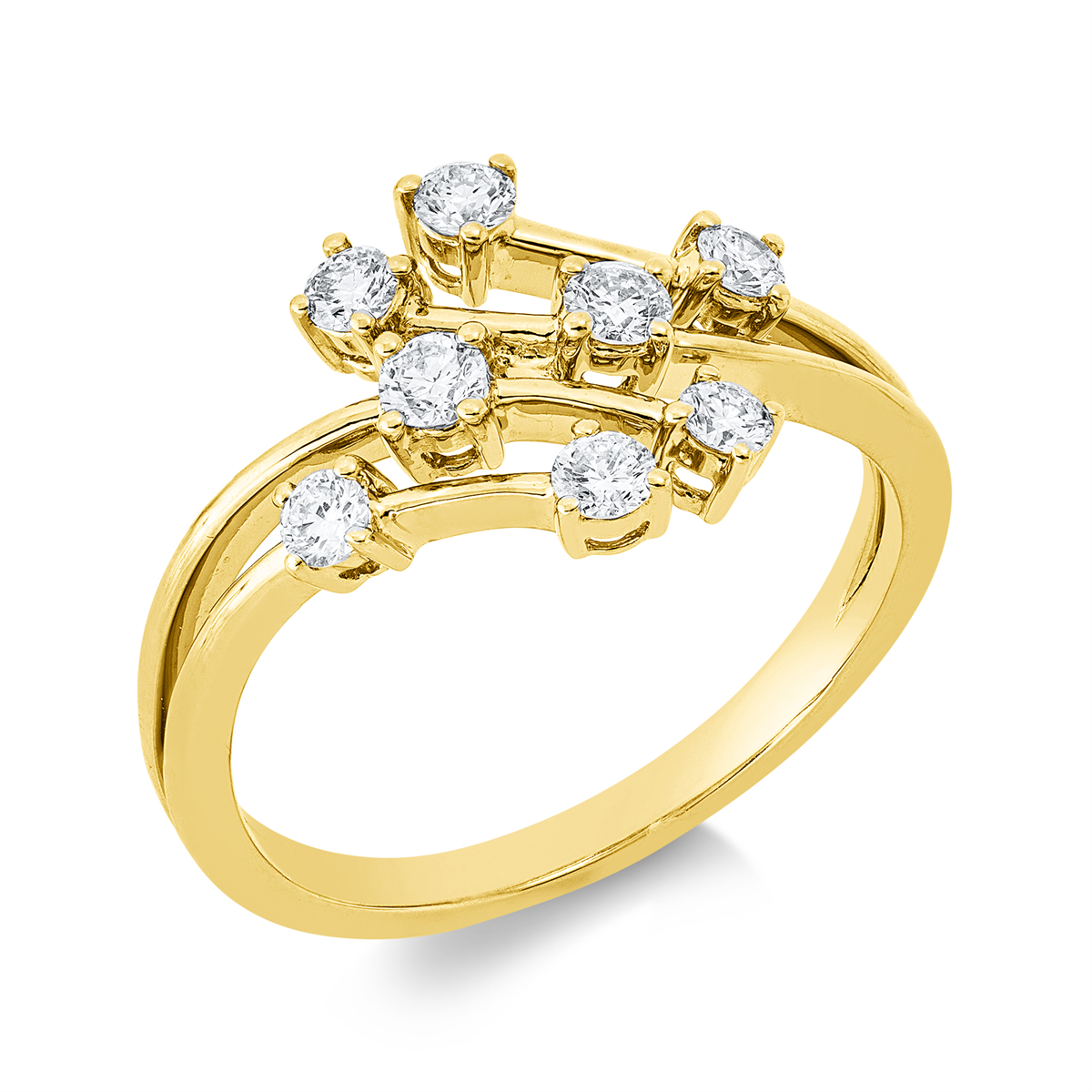diamond full cut modern woman ring in yellow gold