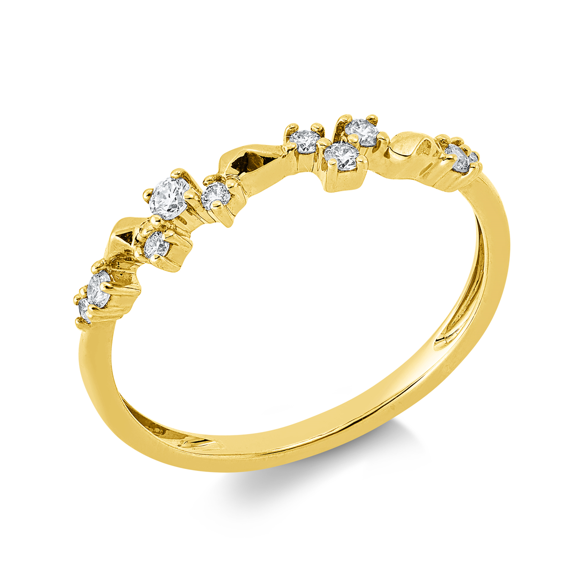 diamond full cut modern woman ring in yellow gold